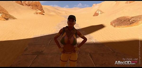  Lesbian futanari threesome adventure animation in Egypt